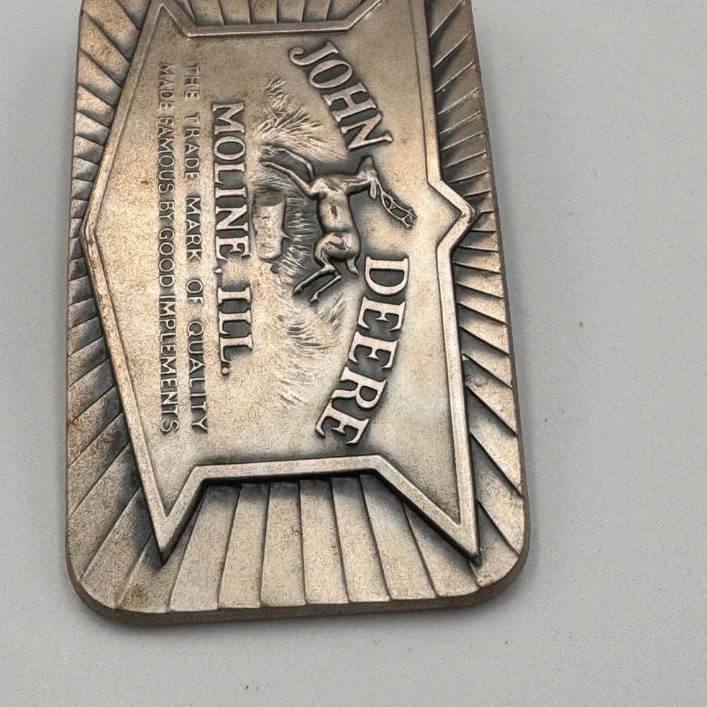 John Deere Vintage Belt Buckle 1984 Historical 1936 Trademark Moline Illinois